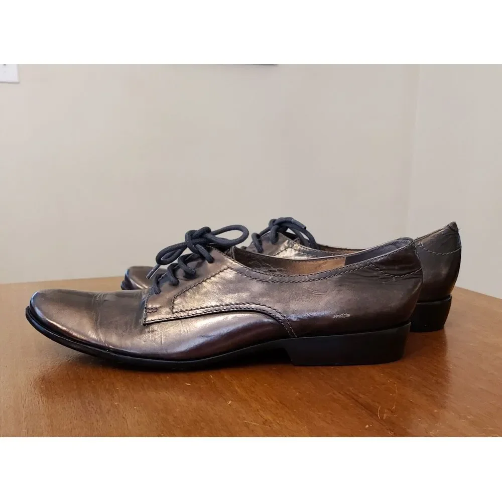 Pour La Victoire Leather Lace Up Oxford Shoes Metallic Copper Bronze 8‎ Derby